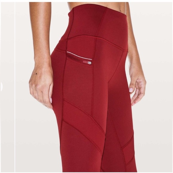 LULULEMON ATHLETICA Red Keep the Fleece leggings size 8 - Picture 2 of 15